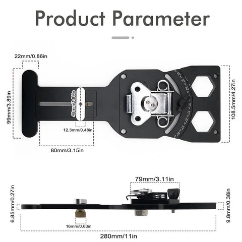 ShengQuanHao Adjustable Aluminum Alloy Guide Rail Tool For Precision Wood Cutting And Home Carpentry dimensions with measurements.