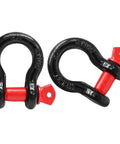 Rugged Half Inch D Ring Shackles With Screw Pin Zinc Plated Rustproof Build 2 Pack Of Heavy Duty Towing Hardware show black and red shackles.