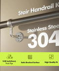 Close-up of Top Tier Heavy Duty Stair Handrail Kit 30 Inch Stainless Steel 304, featuring satin brushed surface and sturdy mount.