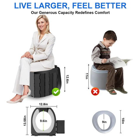 Comparison of Portable Toilet for Adults Foldable Camping Toilet With Lid and Paper Holder Upgrade Water Barrier On The Go