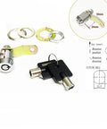 Tubular Cabinet Cam Lock 19mm For Furniture And Cabinets, showing keys and lock components with measurements