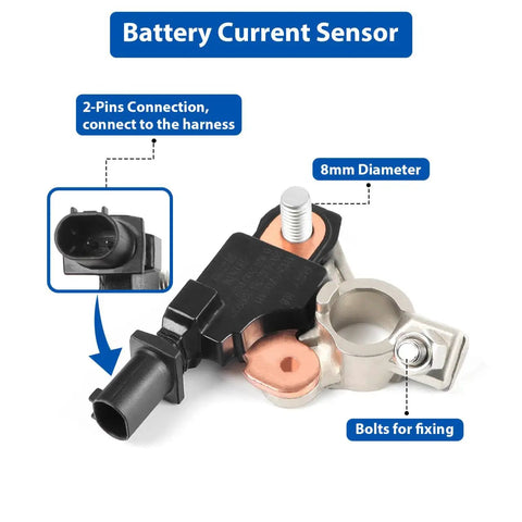 Heavy Duty Battery Current Sensor And Power Monitor Swap Fast On Chrysler Dodge Jeep Rigs, detailed sensor with 2-pin connection, 8mm diameter.