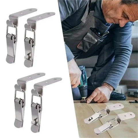 4 Pack 90 Degree Box Closure Locks With Duck Mouth Buckle Hooks Spring Loaded Draw Toggle Hasps Clamp for cabinets