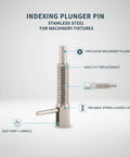 Industrial Stainless Steel Indexing Plunger Pin With Spring Loaded L Handle For Machinery Fixtures That Holds Position Dead Nuts Secure During Heavy Use, close-up view.