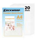 Super Slick Printable Shrink Plastic Sheets A4 Size 20 Pack Real Deal Heat Shrink Film for Inkjet Printers and Art Markers Easy DIY Craft Projects Totally Dope And No Hassle Clear Finish pack of 20 sheets with A4 size and transparent finish