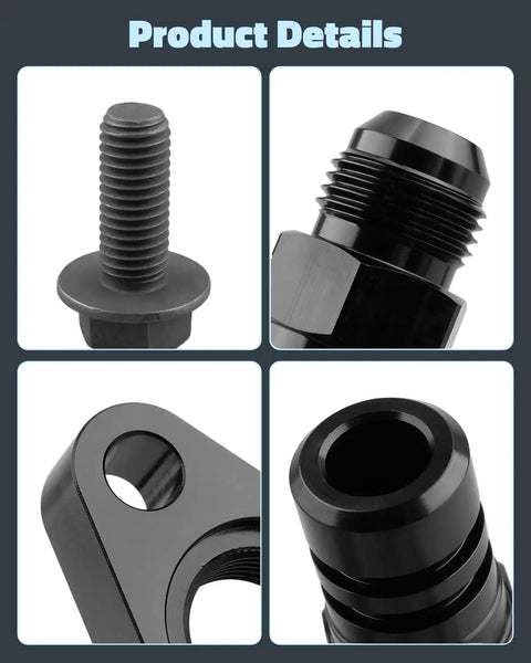 Heavy Duty Turbo Drain Tube Kit For Cummins Engine Swap 2nd Gen Stainless Steel Braided Oil Feed Line With Connectors And Screws, black fittings