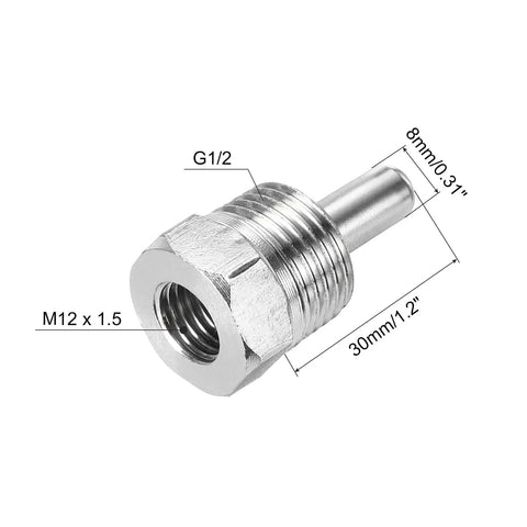 Black Weldless Thermowell For Beer Fermenter, 8mm Dia Stainless Steel 304 With Cable Gland, 30mm Length, G1/2 Thread