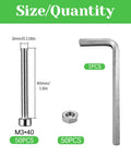 100 Pack M3 X 40mm Socket Head Cap Screws Kit In 304 Stainless Steel With Full Thread And Bright Finish, Allen Key Drive