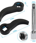 Three Pack Pry Bar Wrench Adapter Heads For Ratchet Crowbar Adapter Tool With Extension Bar One Half Inch Drive Pry Bar For Tight Spaces And Car Repair Multi Angle Eight Point And Four Point Square Drive with dimensions