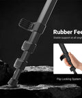 Travel Tripod For Camera And Phone, rubber feet close-up for stability, 66.5 Inch Tall Aluminum Stand with flip locking system