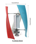 100W 12V Vertical Axis Wind Turbine Generator With Auto Brake And Magnetic Levitation For Home Use, red and blue blades