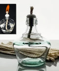 Durable Ceramic Oil Lamp Holder Kit With 10 Holders And 20 Cotton Braided Replacement Wicks, glass holder and lit wick