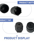 10 Pack Car AC Service Port Covers Kit for R134a Systems 13mm Low Pressure and 16mm High Pressure Caps Universal for Vehicles Durable ABS Black Easy DIY Install Protects Service Ports From Leaks And Debris product top and bottom view display