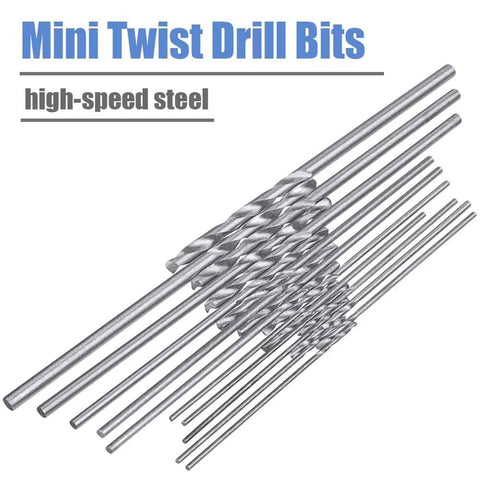 20 Piece HSS Mini Drill Bit Set 0.3mm To 1.6mm Shank Twist Drill Bits for Precision DIY Projects shown on blue text