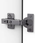 Rock Solid 50 Pack Full Overlay Soft Close Concealed Hinges For Cabinet Doors Black Titanium Plated Finish with screws visible