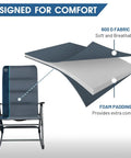 Oversized Folding Rocking Camping Chair With Padded High Back, Portable Outdoor Rocker fabric and padding diagram