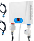 Instant Hot Water Heater Tankless 5.5Kw Electric On Demand Unit featuring touchscreen control and connections.