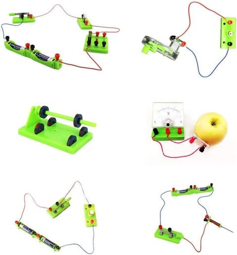 Hands On Magnetism Science Kit components with circuits, solar cell and copper conductor for students and classrooms STEM projects