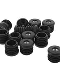 20 Pack Black Plastic Chair Glides With Integrated Nut And Secure Lock For Furniture Legs And Tubes, Round Peg End Caps