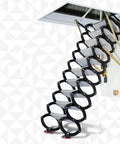 Top Tier Electric Attic Ladder With Remote Operation Ceiling Pull Down Stairs, retractable design with alloy rungs and non-slip grip.