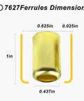 Hose Ferrules Brass Fittings Pro Grade 0.625 Inch ID By 1 Inch Long dimensions illustration