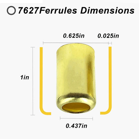 Hose Ferrules Brass Fittings Pro Grade 0.625 Inch ID By 1 Inch Long dimensions illustration