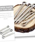 Assorted Stainless Steel Cotter Pin Kit With Hairpin Pins And Springs for car repair on wood slice