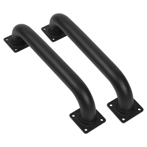 Heavy Duty 12 Inch Square Matte Black Staircase Handrails In A Two Pack Feature Solid Steel Construction for step support