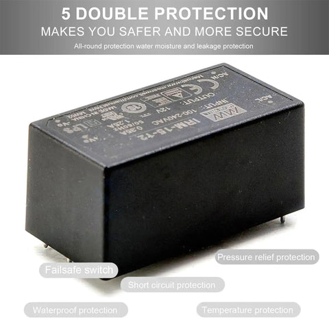 Heavy Lifter 12V Ac Dc Power Supply 15W Single Output With Compact Pcb Mount For Industrial Automation Systems features a compact black power supply module.