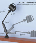 Heavy Duty Articulated Led Machine Work Light Hella Bright 2160 Lumens 18W Dimmable Swing Arm adjustable angles illustration