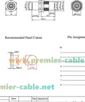 Technical drawing of M12 A Code 8 Pin Female To Female Bulkhead Connector IP67 with dimensions and pin assignments