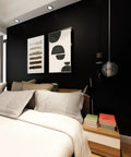 Bedroom with wall covered in Matte Black Contact Paper For Cabinets And Walls Peel And Stick Waterproof Vinyl Wrap Self Adhesive Shelf Liner