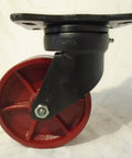 Side view of Built Tough 6 Inch By 2 Inch Kingpinless Swivel Caster Set featuring ductile steel wheels for heavy gear.
