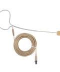 Omnidirectional On Ear Condenser Microphone For Voiceover And Speech With Wired Headset Design Pro Grade 4 Pin Mini XLR Cable And Windscreen Works With Shure System Perfect For Podcasts Live Streaming And Broadcast - beige on-ear mic with coiled cable