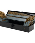 115 Piece Heavy Duty Drill Bit Set For Metal Wood And Plastic Includes Twist Jobber Bits From 1/64 Inch To 1/2 Inch Plus Alphabet And Number Sizes Packaged In Nifty Indexed Case opened
