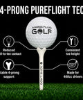 Dont Suck Golf Tees Pack Of 50 With Durable Four Prong Design And PureFlight Tech shown with golf ball and benefits.
