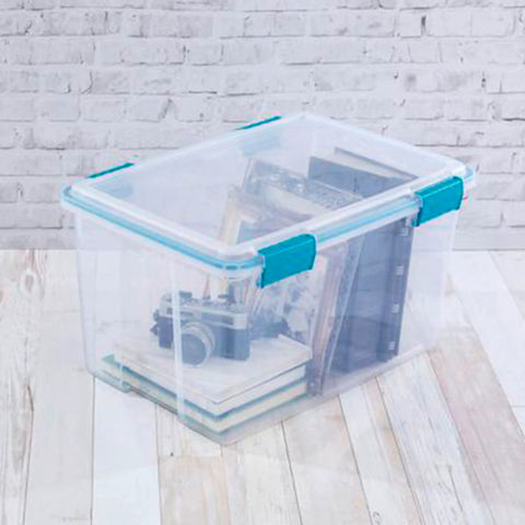 Built Tough 54 Quart Stackable Storage Bins Clear Plastic Totes With Airtight Gasket Seal And Secure Latching Lids 24 Pack Made In Usa Bpa Free Go The Distance Long Term Organizing Solution Keeps Clutter At Bay