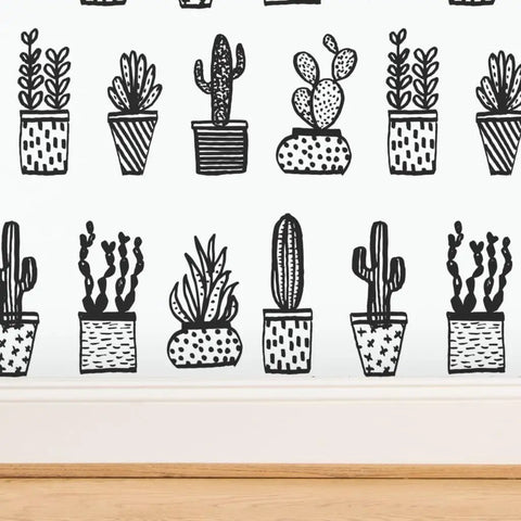 Heavy Hitter Commercial Wallpaper Featuring Bold Botanical Prints And Soft Linen Texture, Pvc Free Paste To Paper Wallcovering Built Different For High Traffic Spaces, showcasing potted plants design.