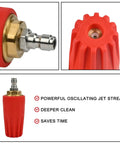 Rotating Turbo Nozzle For Pressure Washers 360 Degree Cleaning, Handles 2600-5100 PSI, Quick Connect, Detailed Views