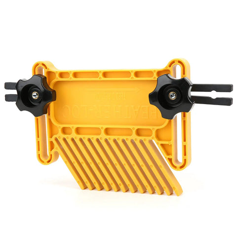 Adjustable Double Feather Board Set For Table Saw And Router gives you a tight grip, made of impact resistant yellow polypropylene.