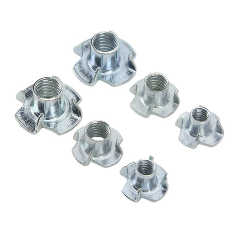 110 Piece Pronged Tee Nuts Set Three Eighths Inch Size Galvanized Steel Rustproof T Nuts For Wood And Wet Environments