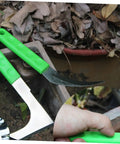 Two Pack Serrated Gardening Mowing Tool With Steel Sickle Handles Manual Weeder for Harvesting and Weeding in use