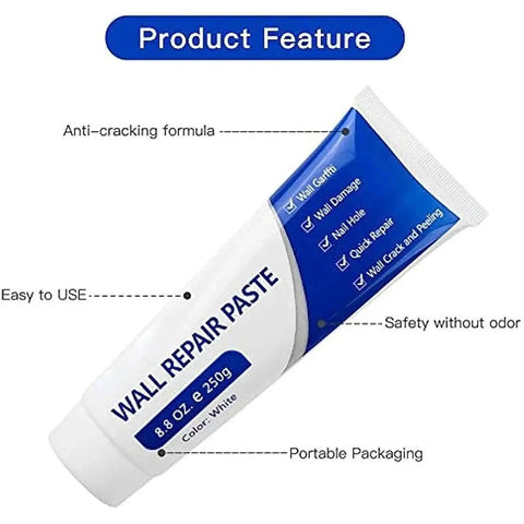 Drywall Patch Repair Kit 250g With Scraper Quick Dry Putty For Holes Cracks And Dents On Concrete And Plaster Waterproof