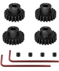 Mod 1 Pinion Gear Set Hardened Steel 5mm Motor Shaft Gears 19T 20T 21T 22T M1 Pitch For 1/8 And 1/10 RC Cars Trucks Off Road Buggies Upgrade Kit 4 Piece with hex keys and screws
