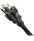 Close-up of 6ft power cord plug from Rugged Four Outlet Heavy Duty Power Strip With Metal Housing Mountable For Wall Or Under Desk Use 6Ft Cord On Off Switch Cover Industrial Garage Workshop Grade UL603CB-6