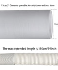 All In One Portable AC Window Kit With 5.1 Inch Exhaust Hose For Sliding Or Fixed Windows shown unextended and extended