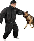 Trainer wearing Full Coverage Dog Bite Training Suit For Working Dogs, Unisex Protective Jacket With Heavy Duty Bite Protection