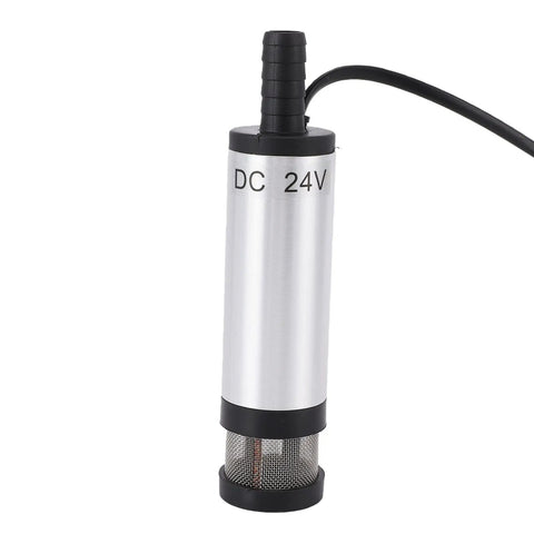 Aunmas 24V Derv Fuel Transfer Pump Electric Submersible Drum Pump With Stainless Steel Body Strong Suction For Water Oil Refueling Extended Filter Screen Silver Clip Type Heavy Duty Quick Liquid Movement