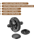 14mm Magnetic Snaps Button Dope 20 Sets Fabric Base Components And Cap Kit For Clothes Bags Leather DIY Purses Wallets Metal Round Magnetic Clasps For DIY Projects, showing black magnetic snap components with checked features list