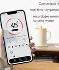 Customized app displaying real-time temperature for the Cordless Smart Coffee Mug Warmer Plate With Digital Temperature Control.